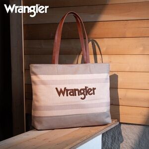 Wrangler Tan and Brown Tote Bag with Leather Handles